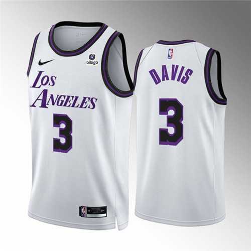 Men%27s Los Angeles Lakers #3 Anthony Davis White City Edition Stitched Basketball Jersey Dzhi